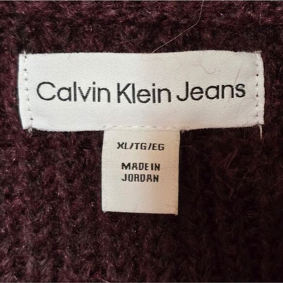 Calvin Klein Plum 1/2 Zip Ribbed Mock Neck Sweater Size XL - Picture 7 of 7